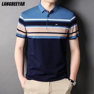 Men's T-Shirts Top Grade 95% Cotton Summer Brand Designer Polo Shirt Regular Design Stripped Short Sleeve Casual Fashions Clothes 230131