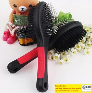 Two -Sided Dog Brush Doubleside Pet Cat Grooming Borstes Rakes Tools Plastic Massage Comb med Needle FY5365