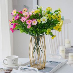 Decorative Flowers 1pc Small Daisy Wedding Simulation Bouquet Artificial Silk Flower Handmade Fake Plant Arrangement Window Decoration