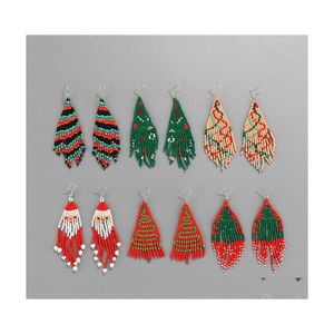 Dangle Chandelier Christmas Fashion Jewelry Beaded Tassels Earrings Handwoven Xmas Tree Santa Claus Colorf Rice Beads Drop Delivery Dhpvz