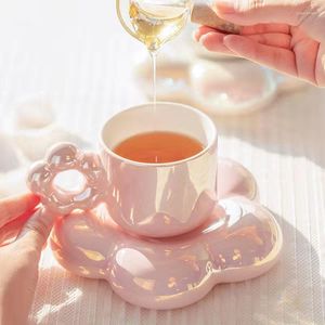 カップソーサーフラワーペタル磁器コーヒーカップ絶妙なマグセットアフタヌーン香りのお茶を友達にデスクトップ装飾にソーサーギフト付き