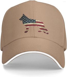 Berretti da baseball Pastore tedesco Bandiera americana Cappello da papà in cotone Berretto da baseball classico Polo regolabile Trucker Copricapo stile unisex