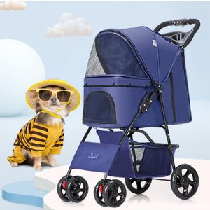 Dog Car Seat Covers Lightweight Folding Cat And Four-wheel Stroller For Animals Pets Go Out Push The Teddy Cart