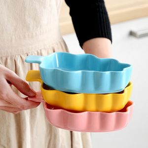 Plates Nordic Leaf Bowls Home Creative Ceramic Tableware Personalized Breakfast Baking Fruit Salad Dinnerware Set