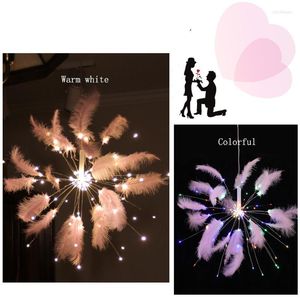 Strängar fjäder USB Light Decor Led Fireworks Lights Remote Twinkle Fairy Blooming Home Room Backgrond Gardin Estetic