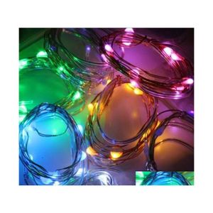 Decora￧￵es de Natal 2m LEDS String CR2032 Bateria operada Mini Light Copper Wire Strips Starry LED para Halloween WQ48 Delive Delive Dhuty