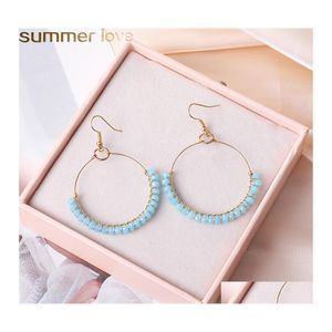 Hoop Huggie Bohemian Round Circle Beads Earrings Fashion Handmade Gold Color Big Earing For Women Party Wedding Holiday Jewelry Dr Oto4C