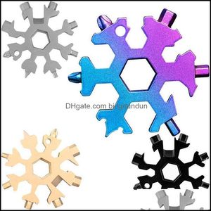 Party Favor Snowflake MTI Tool 18 i 1 Wrench Mtitool Bottle Openers Key Ring Bike Fix Christmas Gift PAF11264 Drop Delivery Home GA OTUO2
