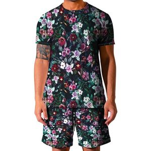 Men's Tracksuits Summer Baihua 3d Printing Short-sleeved Shorts Suit Fashion T-shirt Breathable Top Outdoor Sports Baseball Shirt