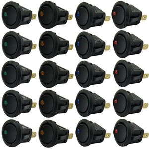 All Terrain Wheels Parts Universal 20pcs/set 3Pins Blue Green Yellow Red Led Dot Light 12V Car Auto Boat Round Rocker ON/OFF Toggle Switch