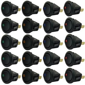 Wszystkie kółki terenowe części Universal 20pcs/zestaw 3PINS niebieski zielony żółty czerwony czerwony LED Light 12V Auto Boat Bound Rocker On/Off przełącznik przełączający