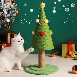 Cat Furniture Scratchers Christmas Tree Cat Climbing Frame Sisal Cat Scratcher Column Grinding Paws Cat Scratching Board Pet Furniture Christmas Decor 230130