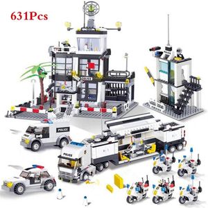 Городская полиция Swat Helicopter Truck Building Blocks устанавливает Legoingls Brinquedos Bricks Playmobil Образовательные игрушки для детей 282y