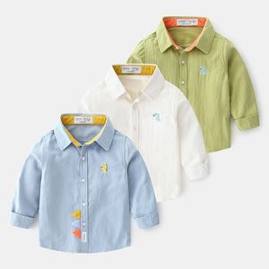 Barnskjorta YoCute Childern Clothes Spring Autumn Boys Shirt and Blue Kids bär pojkarnas mode söta tecknad bomullsskjorta för 2-6y 230130