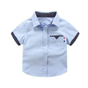 Kids Shirts IENENS Summer Kids Boys Gentlemen Shirt Tops Clothes Children Baby Boy Formal Cotton Short Sleeves Top T-shirt Clothing Blouse 230130