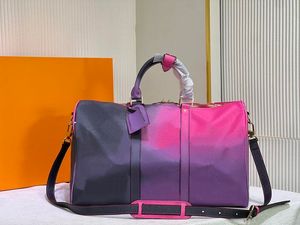 Кожаная дизайнерская сумка роскошная дизайнерская сумка Fashion Gradient пастельных оттенков сумки для покупок Sport Outdoor Packs Мягкий двусторонний чемодан Kee Luggage
