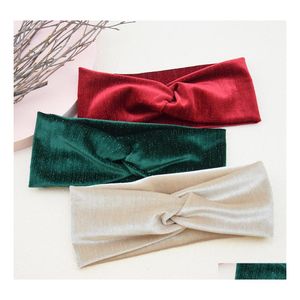 Andra modetillbehör Kvinnor Veet Crossed Hair Band Sport Yoga Headband Elastic Fabric Hairband Accessory Drop Delivery Dhquw