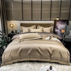 Bedding Sets Set Luxury Egyptian Cotton Soft Quilt Cover With Fitted Sheets Housse De Couette Pillowcase Solid Color Duver Covers 4ps