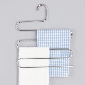 Hangers 5 Layers Stainless Steel Pants Storage Rack Trousers Hanging Shelf Clothes Towel Scarf Tie Non Slip Closet Organizer