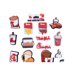 Acessórios para peças de calçados desenho animado de faston fast food girote fil a Croc Charms