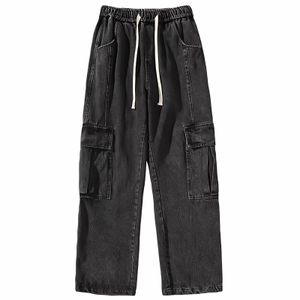 Jeans da uomo Pantaloni cargo neri Kpop Uomo Hip Hop Grunge Punk Streetwear giapponese Vintage Y2k Pantaloni larghi dritti stile coreano 230131