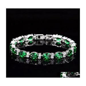 Pulseira simples elipse verde zirc￣o pulseiras femininas j￳ias de j￳ias de j￳ias de noiva do charme do presente 202202223 entrega de gota dhm6a