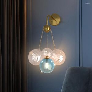 Wall Lamps Modern Children's LED Sconce Bedroom Japanese Style Bedside Glass Kids Project El Room Lighting Fixture