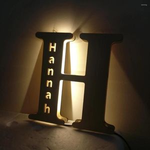 Wall Lamp Custom Decor LED Night Light 26 Letters With Name Sign Wood Baby Eye Protection Table Bedroom