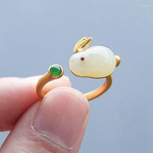 Bröllopsringar Inspirerad design Naturlig Hetian Jade justerbar ring för kvinnor Utsökta söta dammärken smycken