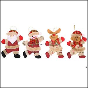 Christmas Decorations 2021 New Tree Accessories Small Doll Dancing Old Man Snowman Deer Bear Cloth Art Puppet Hanging Pendant Gift P Otb4V