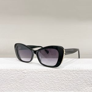 Okulary przeciwsłoneczne Cat Eye Pearls dla kobiet Czarne szare odcienie Sunnies Okulary ochronne UV400 z pudełkiem