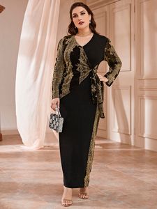 Plus size Dresses TOLEEN Women Size Large Maxi Autumn Winter Long Sleeve Chic Elegant Muslim Turkish Party Evening Robe Clothing 230130