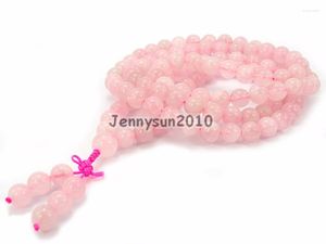 Strand Natural Rose Qua-Rtz 10 мм драгоценные камни Камень Буддийский 108 Бус Молитва Мала Длинное ожерелье многоцелевое 5-х стренды/упаковка