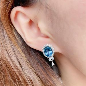 Studörhängen Real 925 Sterling Silver Sapphire Earring For Women Luxury Aros Mujer Oreja Orecchini Jewelry