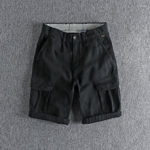 Menshorts 2023 Multi Pocket Black Fashion Work Mens Casual Wear Loose Straight Pants 1077