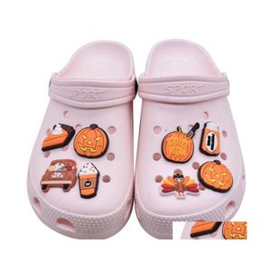 Shoe Parts Accessories Orange Pumpkin Croc Charms Pvc Garden Flower Soft Rubber Charm Buckle Decoration Wholesale Drop Delivery Sho Dhwsy