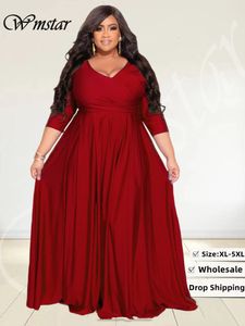 Платья плюс размеры wmstar size party для женщин осенней одежды v nece bangage big hem elegant maxi платье Оптовое капля 230130