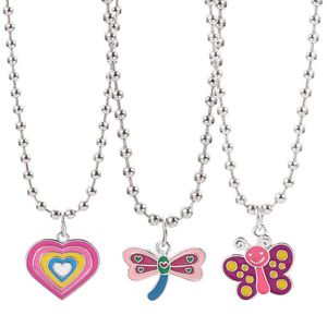 Colares pendentes Harajuku Punk Cartoon Heart Butterfly Colar para mulheres charme de moda vintage jóias coloridas de gargantilha colorida