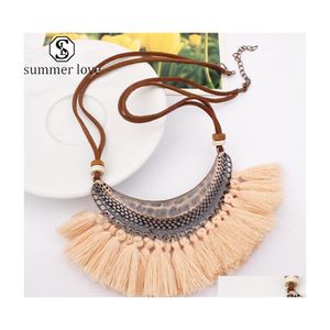 Pendant Necklaces Vintage Punk Tassel Dangle Necklace Big Ethnic For Women Bohemia Long Choker Fashion Mticolor Valentines Day Drop Dhufk