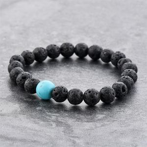 Strand LongWay SBR190002 Natural Stone Beads Volcanic Rocks Elatic Banges For Women & Men