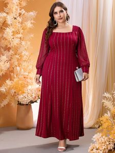 Vestidos plus size Toleen Tamanho feminino Maxi Long Spring Autumn Luxo Chic Chic