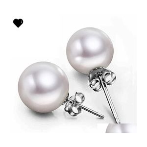 Stud Jewelry 6Mm/8Mm/10Mm Pearl Earring 925 Sterling Sier Earrings For Wedding Party Beige Color 61 N2 Drop Delivery Dh3Wk