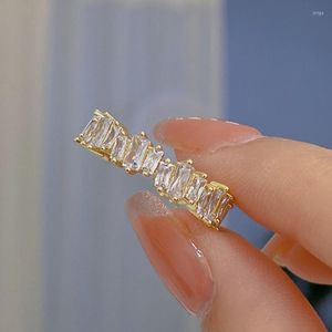 Кластерные кольца ручной работы Eternity Обещайте кристалл для женщин Циркония Атеотетическое регулируемое кольцо на пальца