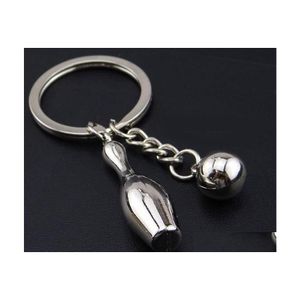 Keychains Bedanyards Mini -Chave de boliche anel de alta qualidade de alta qualidade Metal Keychain Charm Creative Ball Keyring Keyfobs Car Parte DHLMV