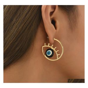 ダングルシャンデリアファッションジュエリーCshape Evil Eye Earrings for Women Blue Stud Drop Delivery DH9MX