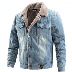 Jaquetas masculinas Veludo vintage Jaqueta jeans grossa homens casuais jeans de algodão jeans colarinho quente de inverno masculino e casacos