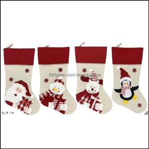 Christmas Decorations Styles 47X22Cm Stocking Nonwoven Fabric Old Man Snowman Penguin Creative Santa Xmas Stockings Gift Bag Pab1192 Otm29