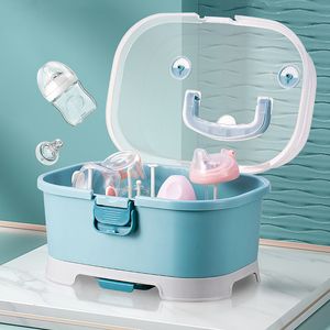 Andra babymatning Baby Feeding Bottle Drying Rack Storage Box Portable med anti-dammtäckt dammtät multifunktionellt omvårdnadsberobesbehållare 230130