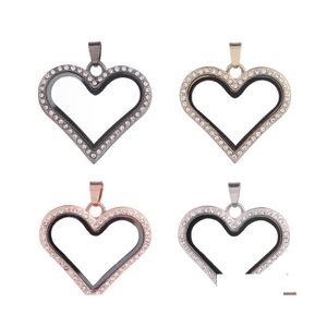 Charms 10st/Lot 4Colors Magnetic Heart Shape Glass Flytande Locket Pendant f￶r halsbandskedja som g￶r 35 E3 Drop Leverans smycken FI DHFYE