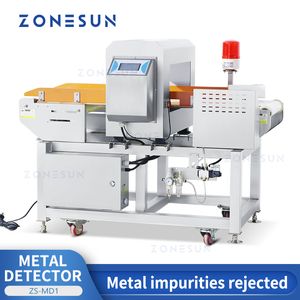 Zonesun Food Processing Equipmen Metal Detector Checker Ferreous Nonferreous Steel Porge avvisade avslag bin Food Production Process ZS-MD1